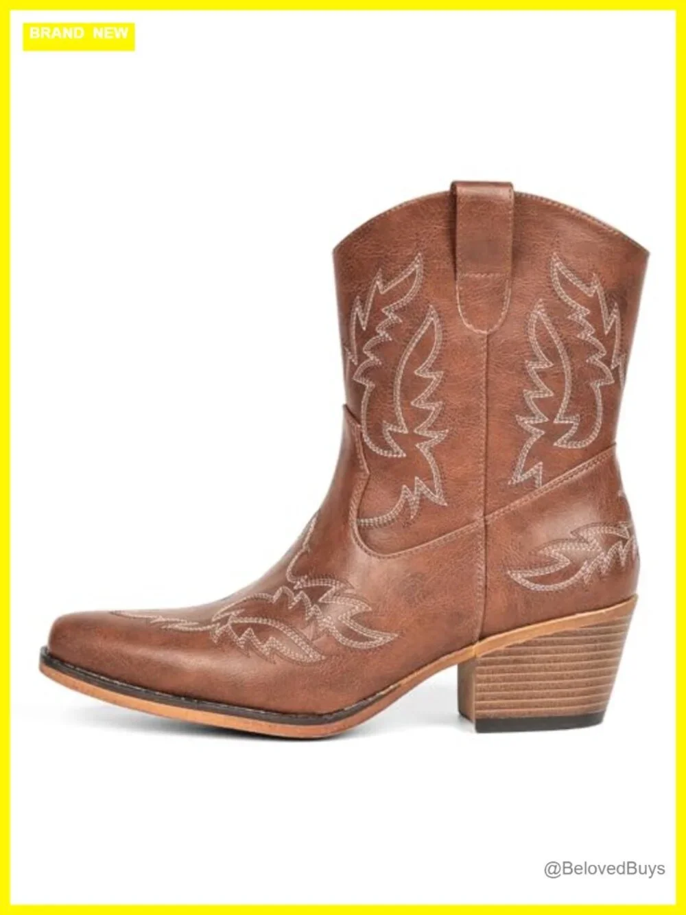Women's Cowboy Boots Ankle Cowgirl Western Booties Pointed Toe Chunky Heel